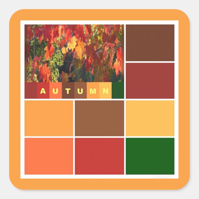 Blocks of Autumn Colours Square Sticker (Front)