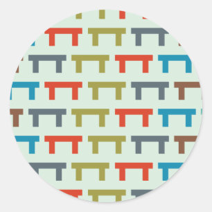 blocks patterned classic round sticker