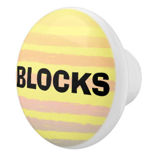Blocks Yellow Pink Purple Stripes Ceramic Knob