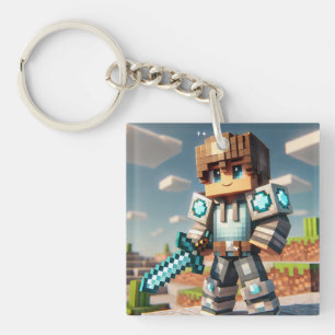 Blockstyle Dark Dragon Diamond Sword  Keychain