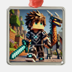 Blockstyle Dark Dragon Diamond Sword  Metal Ornament