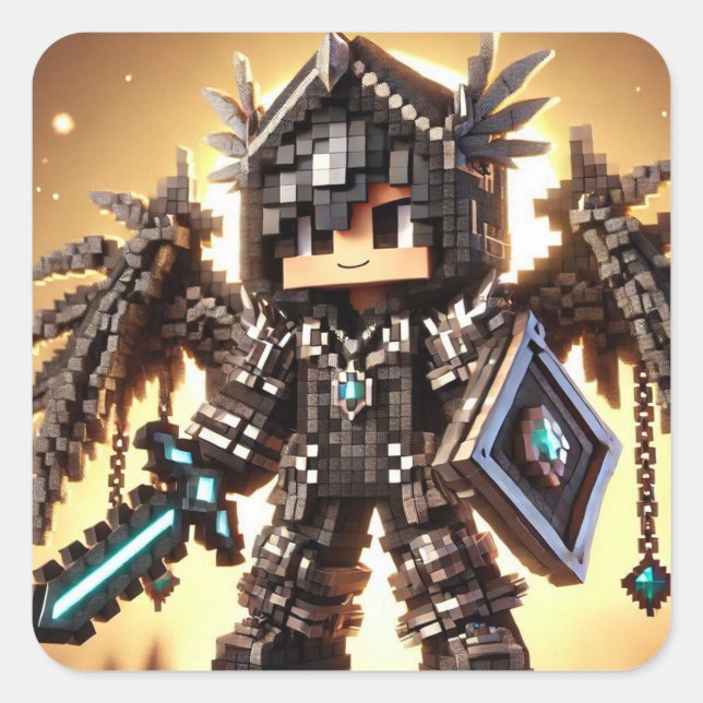 Blockstyle Dark Dragon Diamond Sword  Square Sticker (Front)
