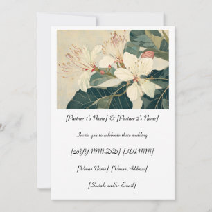 Blockwood American Basswood Flowers Wedding Invitation