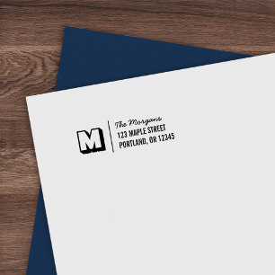 Blocky Monogram Script Family Name Return Address Self-inking Stamp