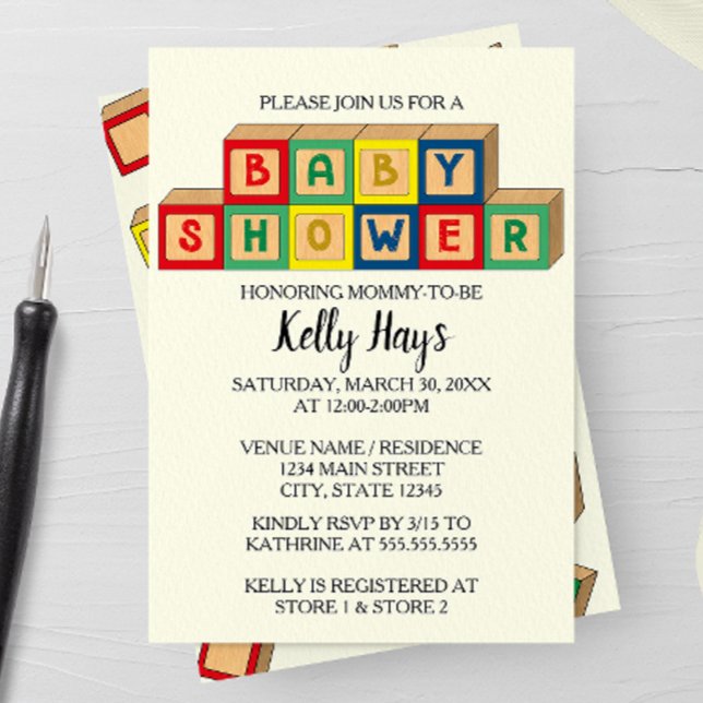 Blocs bébé Baby shower Invitation (Créateur téléchargé)