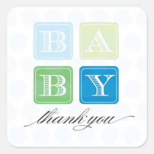 Blocs bleu et vert Baby shower Favoriser Sticker