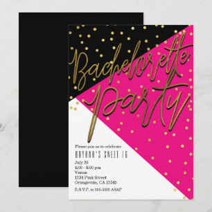 Blocs couleur rose noir Invitations Bachelorette