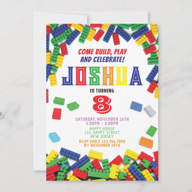 Blocs de construction Invitation d'anniversaire. B (Devant)