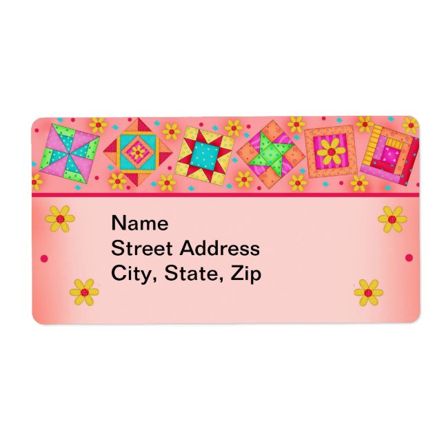 Blocs de courtepointe Orange Coral Étiquette d'exp (Devant)