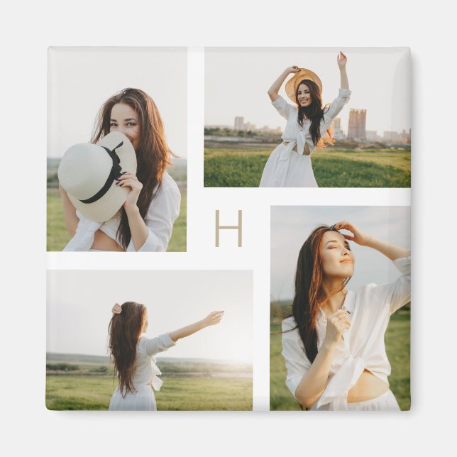 Blocs de monogramme aimant de photo de couleur mod (Devant)