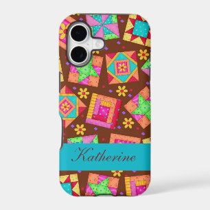 Blocs de patchwork d'art de quilt marron Nom perso