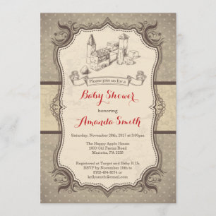 Blocs Invitation Baby shower Rétro Vintage