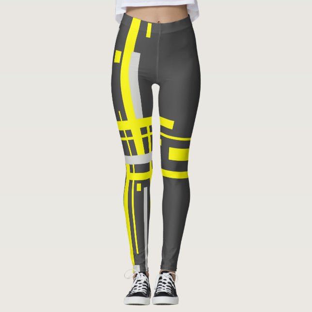 Blocs Jaunes focalisés Leggings d'art Abstrait (Devant)