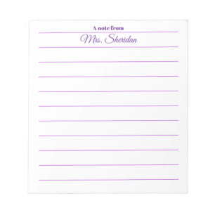Blocs-notes de professeur papier ligné violet Un m