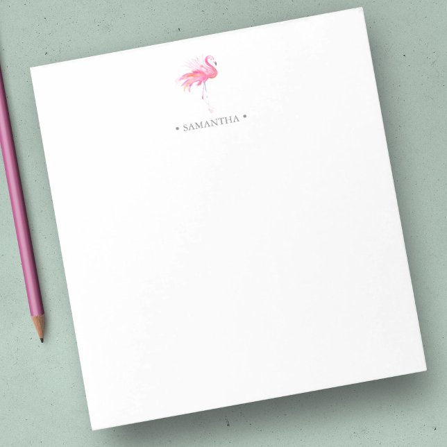 Blocs-notes Flamant Rose Fantaisistes (Tropical pink flamingo notepads unique watercolor art by Victoria Grigaliunas of Do Tell A Belle)