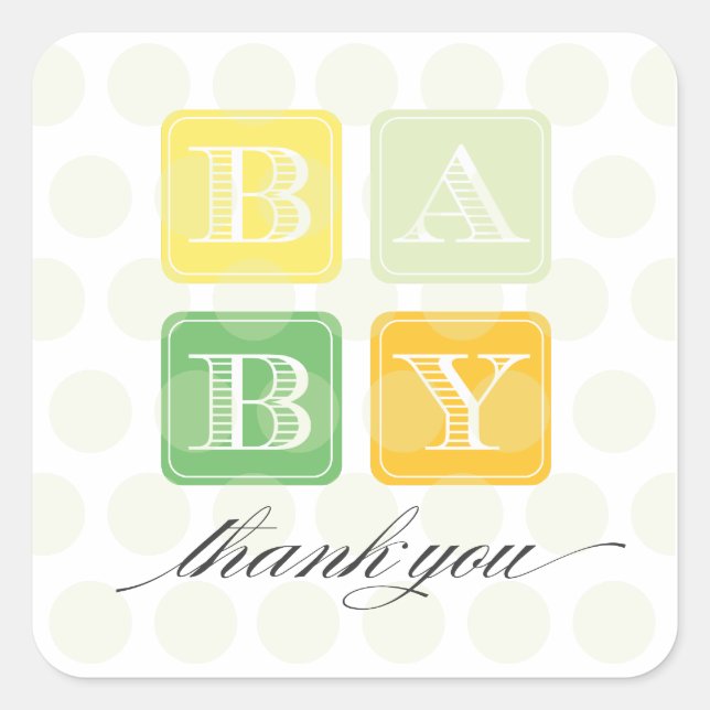 Blocs vert et jaune Baby shower Favoriser Sticker (Devant)