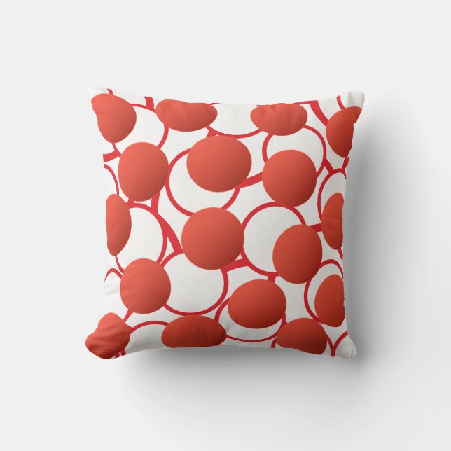 Blod red Circles  Geometrical  pattern  Throw Pillow (Front)