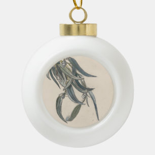 Bloeiende tak van een eucalyptus ceramic ball christmas ornament