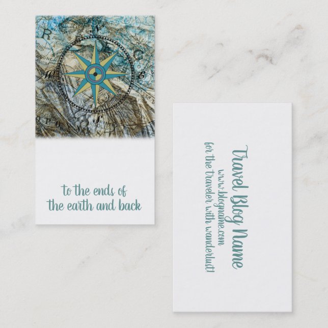 Blog De Voyage Compass Rose Et Carte (Devant / Derrière)