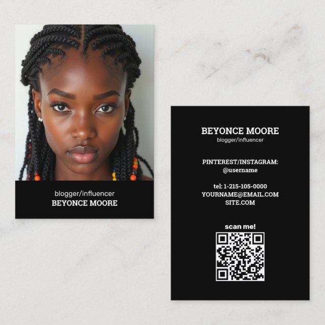 Blogger Influencer Custom QR & Photo Business Card (Front/Back)