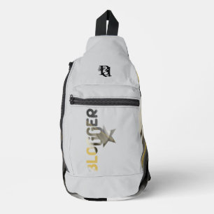 BLOGGER White Sling Bag Trend Abstract Black Gold