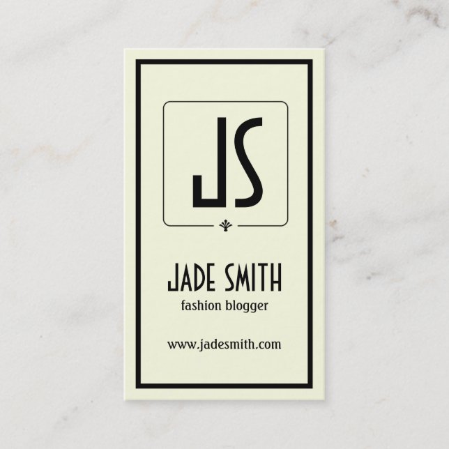 Bloggers Minimalistic [Black & Cream (Off White)] Business Card (Front)