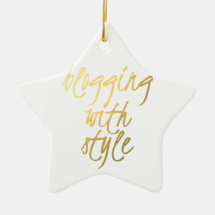 Blogging with Style - Gold Script Ceramic Ornament