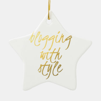 Blogging with Style - Gold Script Ceramic Ornament