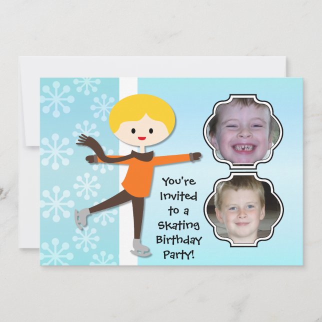 Blond Boy Birthday Skating Party Invitation (Devant)