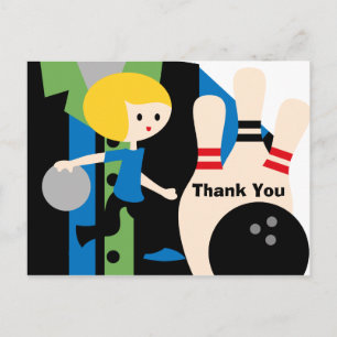 Blond Boy Bowling Birthday Merci Carte postale
