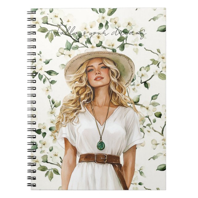 Blond Female Follow Your Dreams Notebook (Front)
