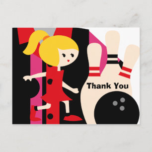 Blond Girl Bowling Birthday Merci Carte postale