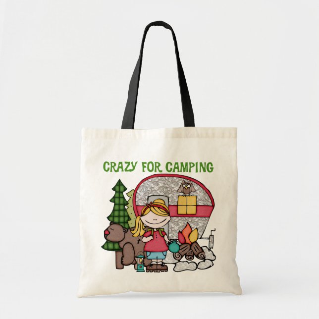 Blond Girl Crazy For Camping Tote Bag (Front)