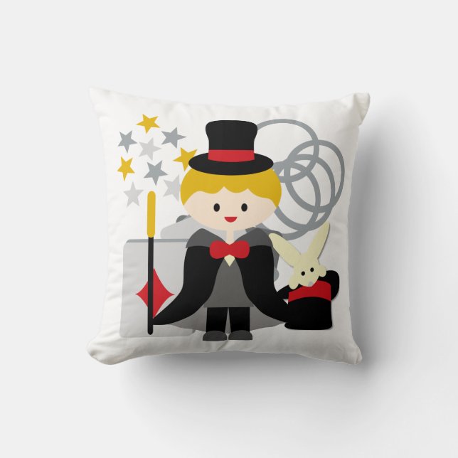Blond Haired Boy Magicien Coussin (Recto)