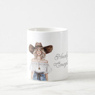 Blond Howdy Cowgirl Hat Star Necklace Coffee Mug