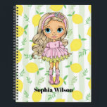 Blond Little Girl with Lemons Notebook<br><div class="desc">Blond Little Girl with Lemons Notebook. Click on the “Customize it” button for further personalization of this template. You will be able to modify the name,  including the style,  colors,  and sizes.</div>