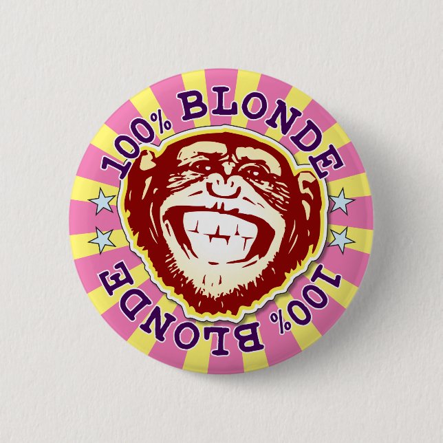 Blonde 100% Funny Funky Monkey Badge (Devant)