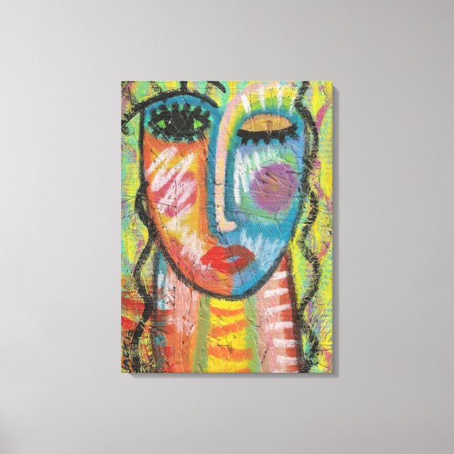 Blonde Abstract Acrylic Portrait on OSB Canvas Print (Front)
