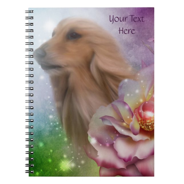 Blonde Afghan Hound Fantasy Dog Art Notebook (Front)