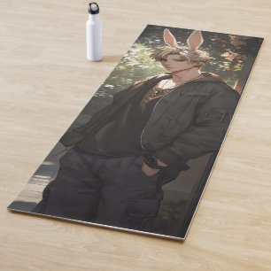 Blonde Anime Bunny Boy Yoga Mat