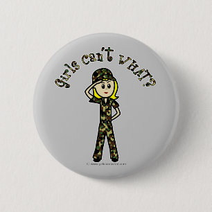 Blonde Army Woman 2 Inch Round Button