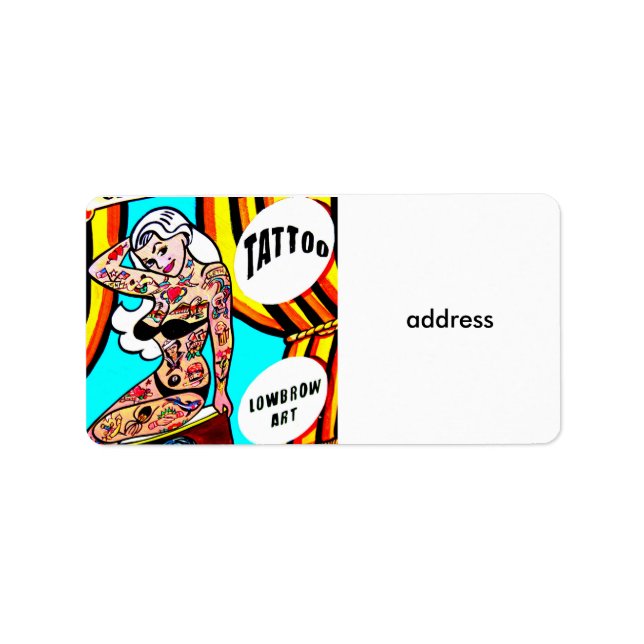 blonde avec étiquette de adresse tatouage (Devant)