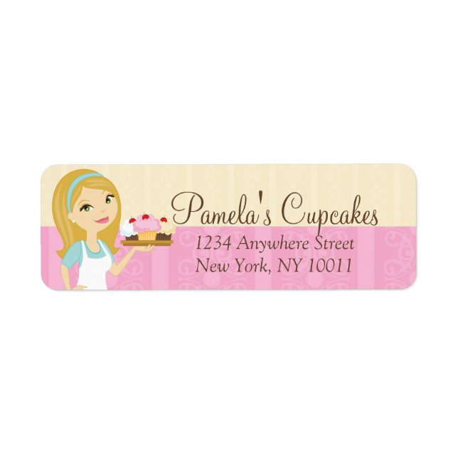 Blonde Baker Cupcake D12 Adresse de retour Étiquet (Devant)