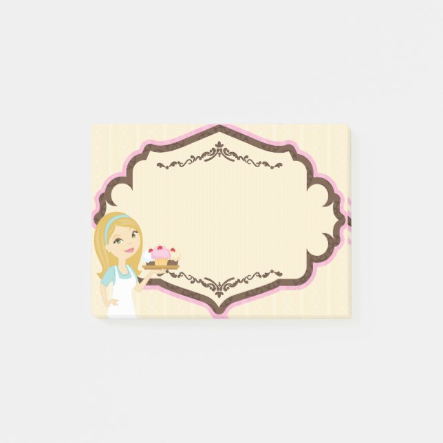 Blonde Baker Cupcake D12 Post It Notes Pad 1 (Front)