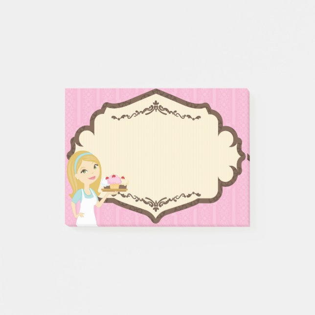 Blonde Baker Cupcake D12 Post It Notes Pad 2 (Front)