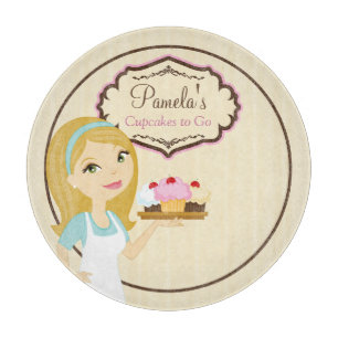Blonde Baker Cupcake D12 Round Cutting Board 1