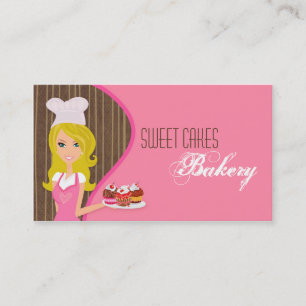 Blonde Baker on Pink Brown Cup Cakes Business Card