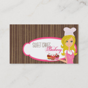 Blonde Baker on Pink Brown Cup Cakes Business Card