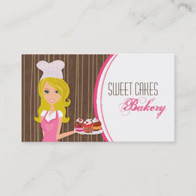 Blonde Baker sur Pink Brown Cakes Carte de visite (Devant)