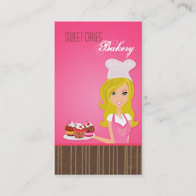 Blonde Baker sur Pink Brown Cakes Carte de visite (Devant)
